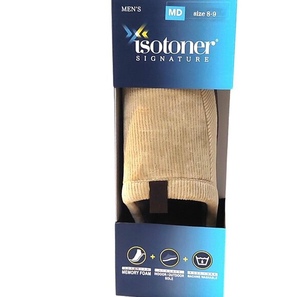 Isotoner Signature Men's Memory Foam Indoor/Outdoor Slippers Pebble Sz Med 8-9 - Picture 3 of 9